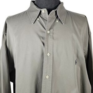 Ralph Lauren Khaki Green Men's Long Sleeve Button Down Collar Pony Size 3X Big*